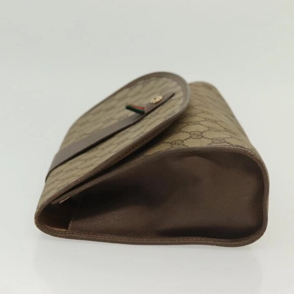 GUCCI GG Supreme Web Sherry Line Clutch Bag PVC Beige 156 01 031 Auth 139574 - Picture 6 of 16